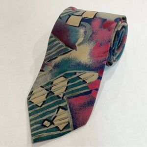 VTG Oscar DE LA RENTA Mens Couture‎ Collection Abstract Watercolor Silk Neck Tie